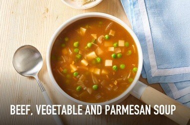 Beef, vegetable and parmesan soup Beef, vegetable and parmesan soup