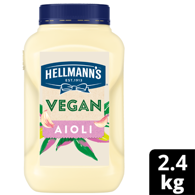 HELLMANN’S Vegan Aioli 2.4kg​ - Hellmann’s Vegan Aioli has the same, trusted rich roasted garlic taste and quality of Hellmann’s Real Aioli, and it can be served to all guests regardless of dietary choices while maintaining high quality taste.