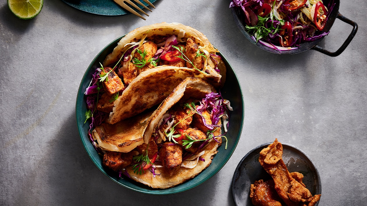 Roti Tacos with Chicken and Asian Slaw Recipe