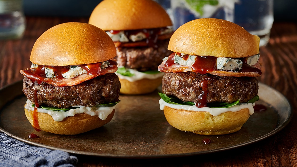 Bourbon, Bacon and Blue Cheese Sliders – Recipe