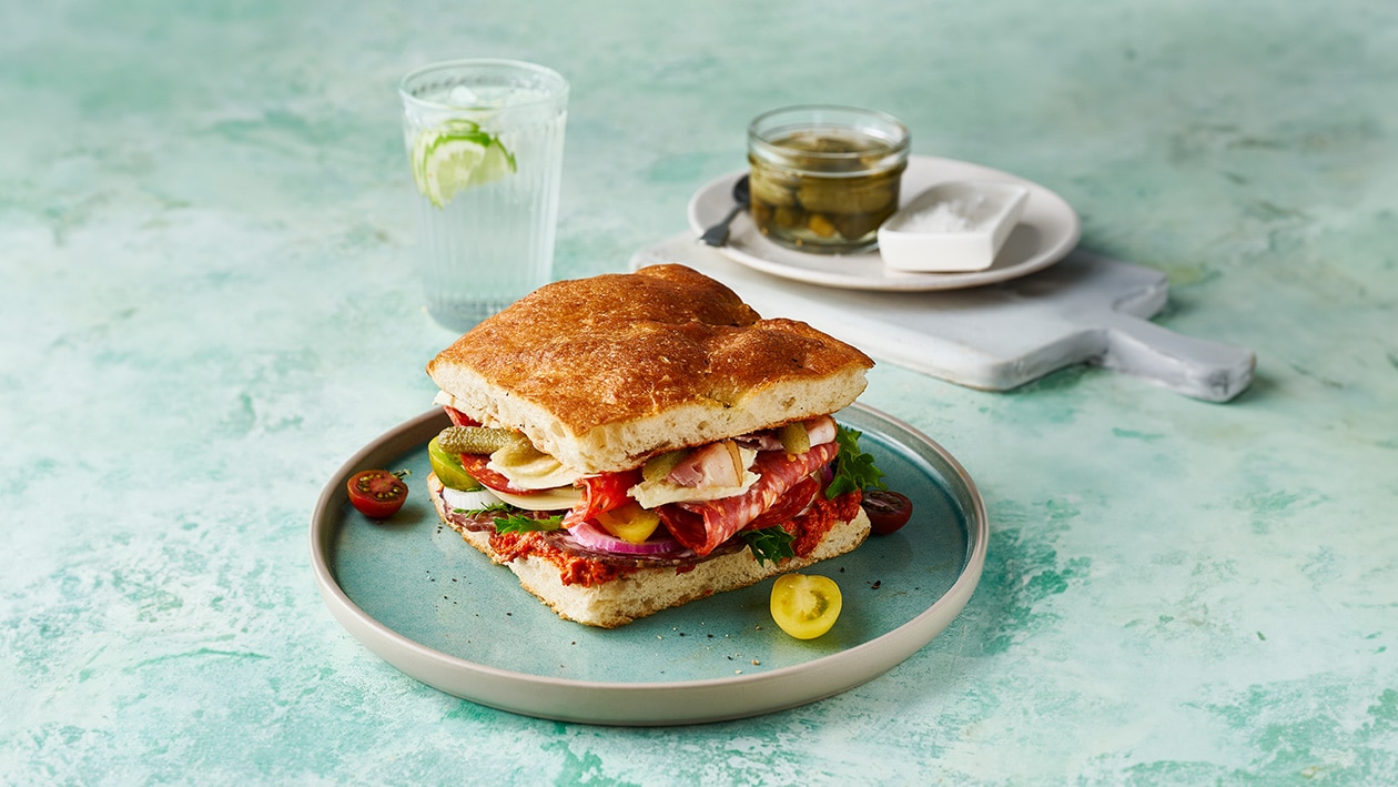 Focaccia Sandwich with Ajvar Relish Mayo – Recipe