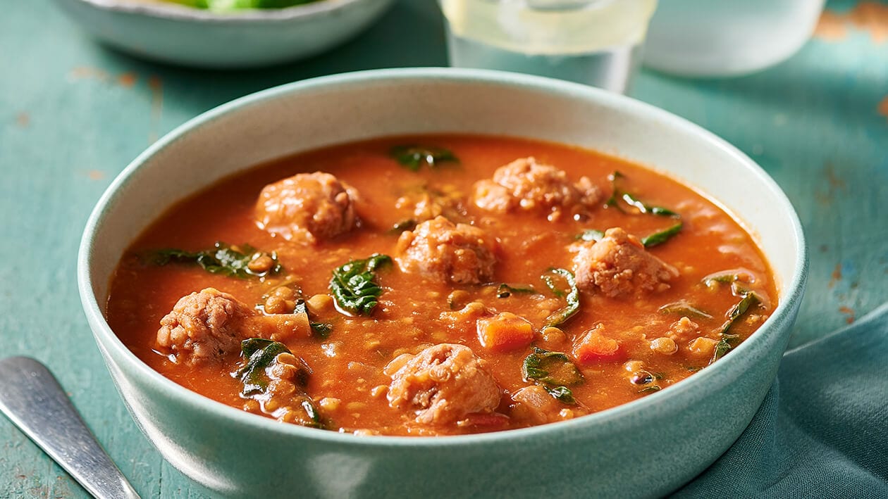 Pork and Fennel Sausage in Tomato and Lentil Stew Recipe