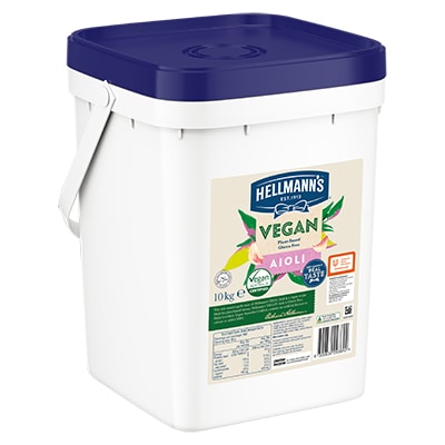 HELLMANN’S Vegan Aioli 10kg​ - Hellmann’s Vegan Aioli has the same, trusted rich roasted garlic taste and quality of Hellmann’s Real Aioli, and it can be served to all guests regardless of dietary choices while maintaining high quality taste.