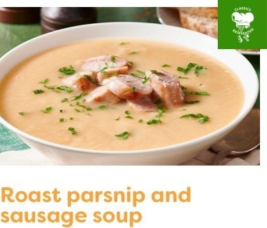 Roast parsnip and sausage soup Roast parsnip and sausage soup