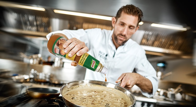 Chef with Knorr concentrated liquid stock